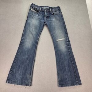 Diesel Zathan Jeans Mens 29x30 Blue Regular Bootcut Distressed 0074W Button Fly